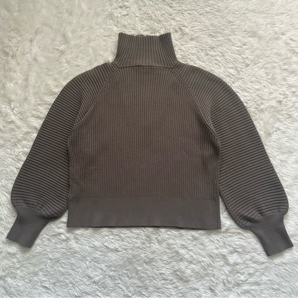 Varley Sweater Reid Half-Zip Knit Pullover Balloon Sleeves Boxy Gravity Sage M - Picture 5 of 14